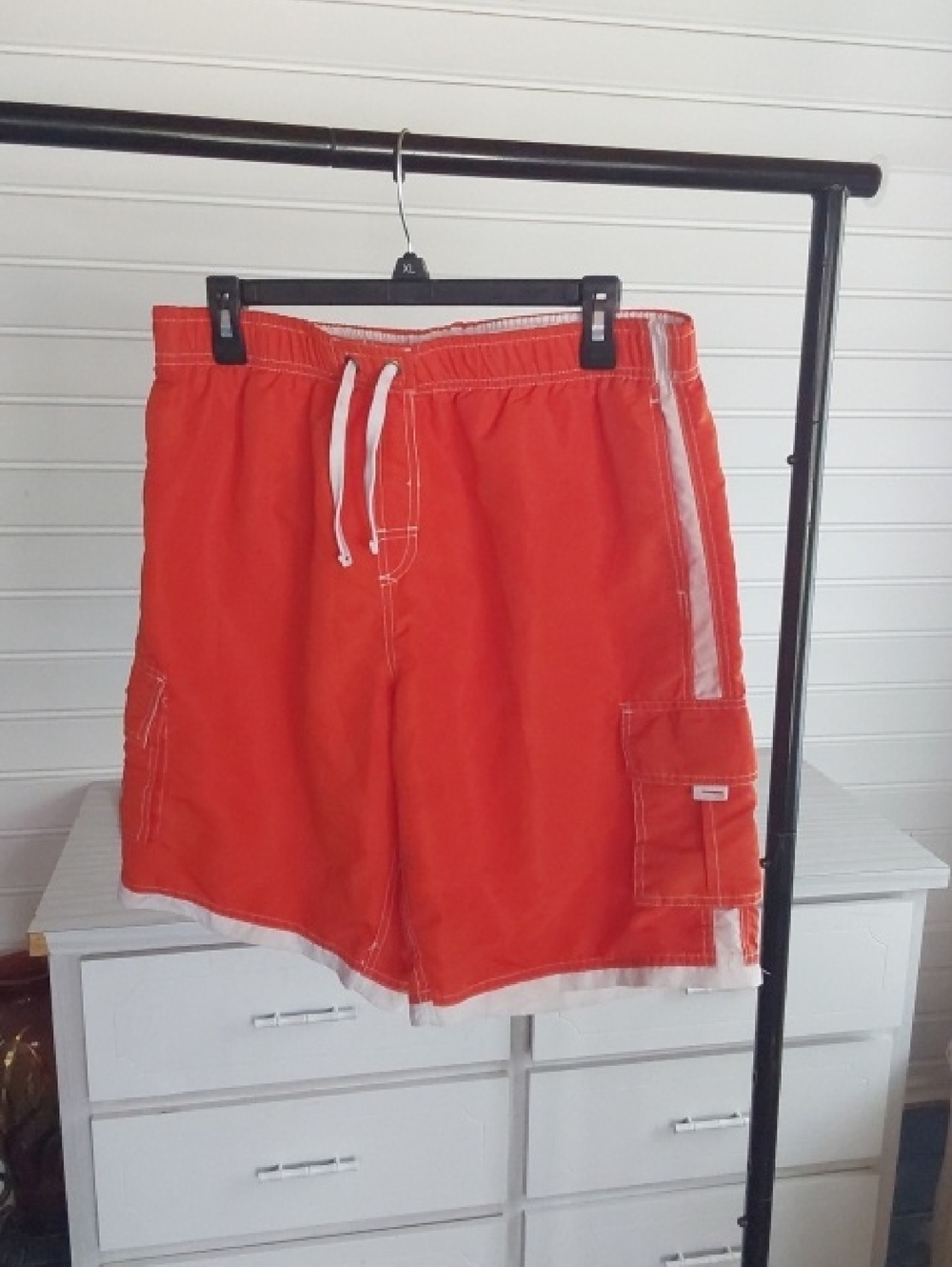 Men Ingear Orange Swim Shorts with White TRIM size Large